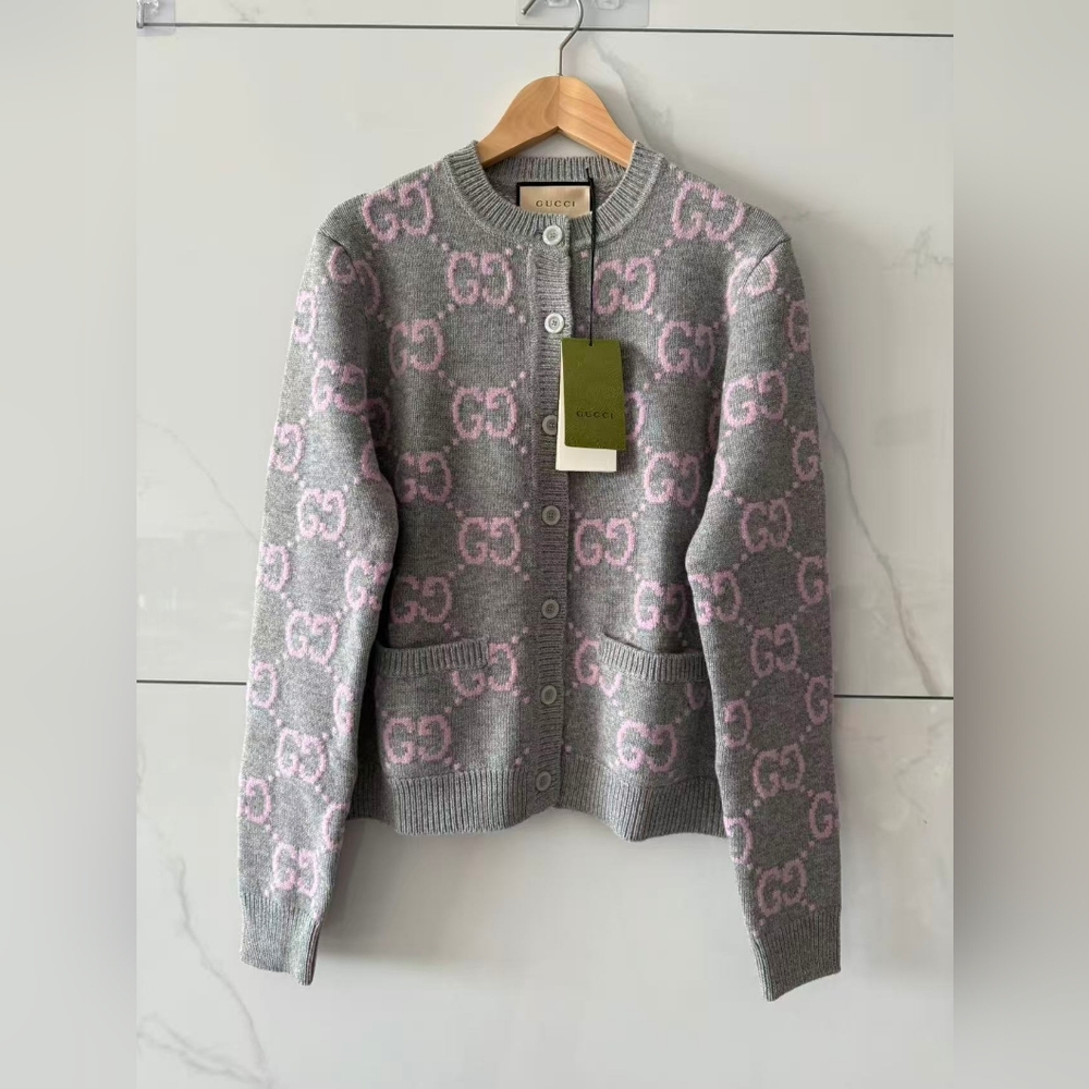 Gucci GG crew neck cardigan sweater